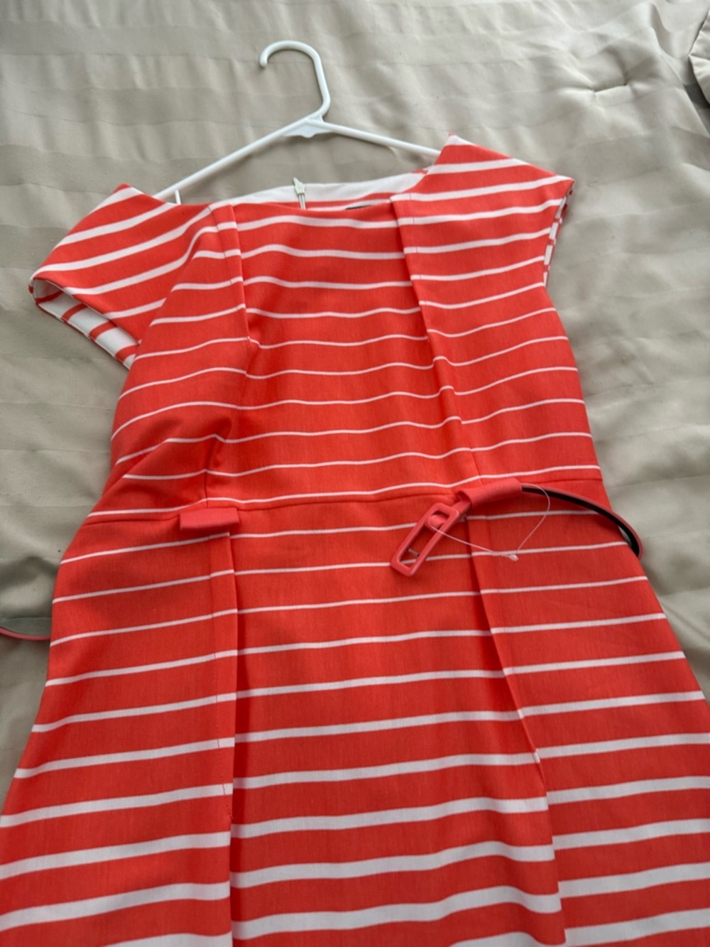 Women’s Coral and White Striped Dress- Size 10P